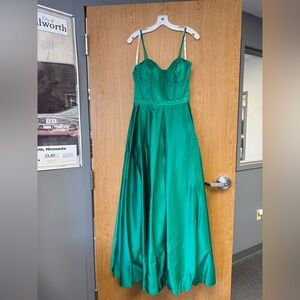 Emerald Satin Prom Dress
